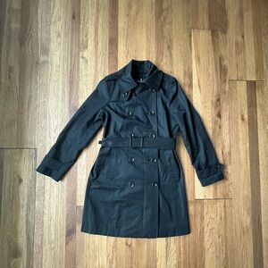 London Fog Black Belted Trench Coat Women’s Sz S Classic Preppy Minimal Academia